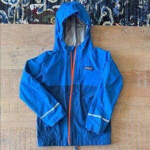 Patagonia torrentshell Two-Tone Blue Hooded Shell with Orange Zipper